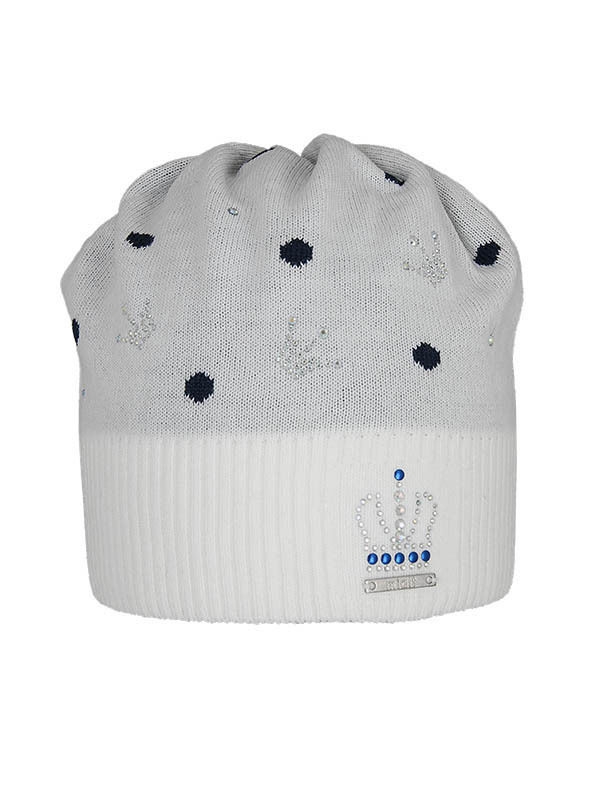 Шапка для девочки Золушка, Миалт ультра/белый/темно-синий - Для девочек весна-осень