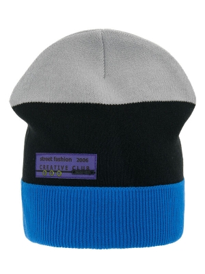 Шапка для мальчика Космопорт, Миалт ярко-синий/черный, весна-осень