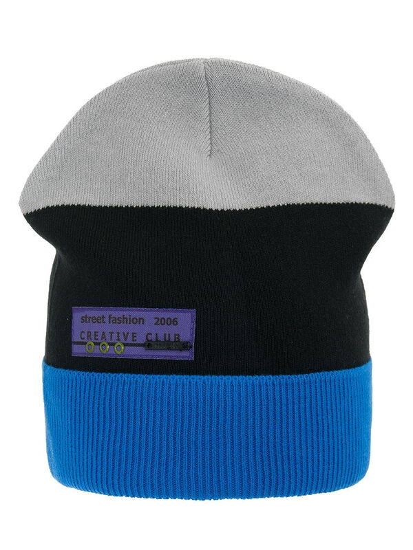 Шапка для мальчика Космопорт, Миалт ярко-синий/черный, весна-осень - Шапки весна-осень