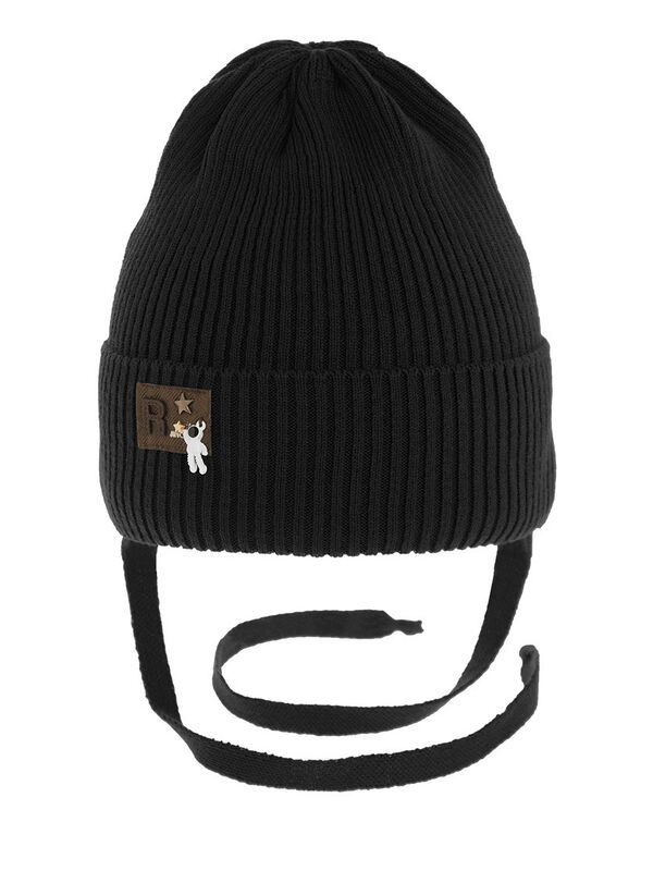 Шапка для мальчика Астронавт, Миалт черный, весна-осень - Шапки весна-осень