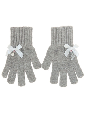 Перчатки для девочки Мальвина, Миалт серый/меланж, весна-осень
