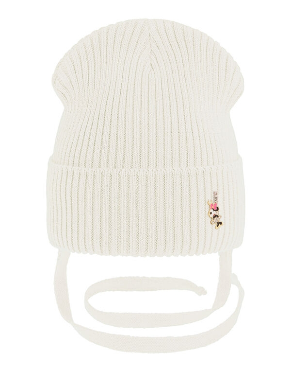 Шапка для девочки Шпилька, Миалт белый, весна-осень - Шапочки на завязках