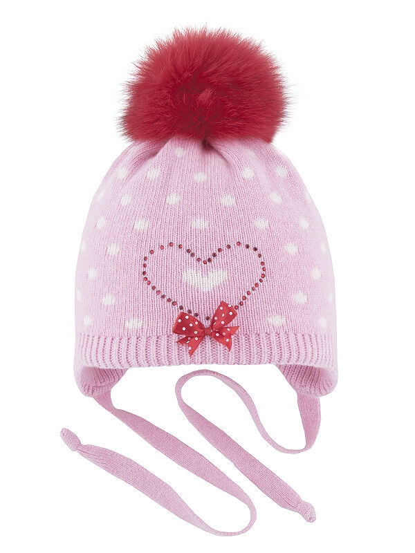 Шапка для девочки Лапочка-дочка, Миалт бледно-розовый, зима - Шапочки на завязках