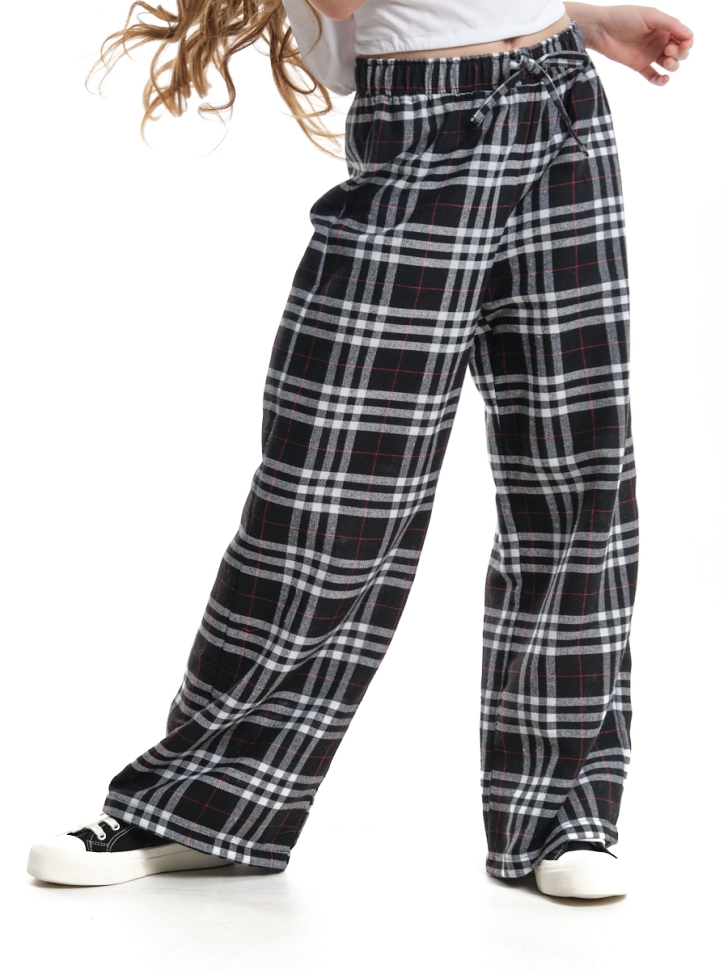 Брюки для девочек Mini Maxi, модель 5161, цвет черный/красный/клетка - Брюки палаццо