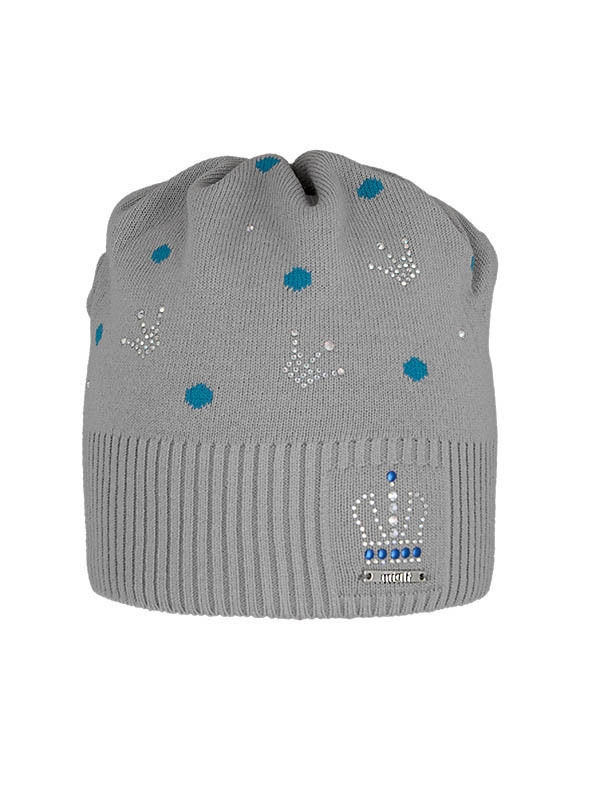 Шапка для девочки Золушка, Миалт светло-серый/темно-бирюзовый - Для девочек весна-осень