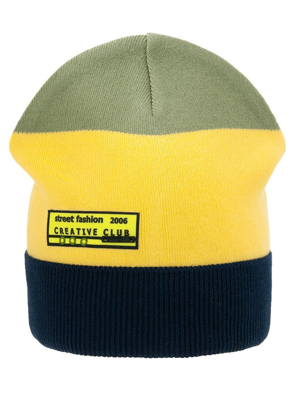 Шапка для мальчика Космопорт, Миалт темно-синий/темно-желтый - Шапки весна-осень