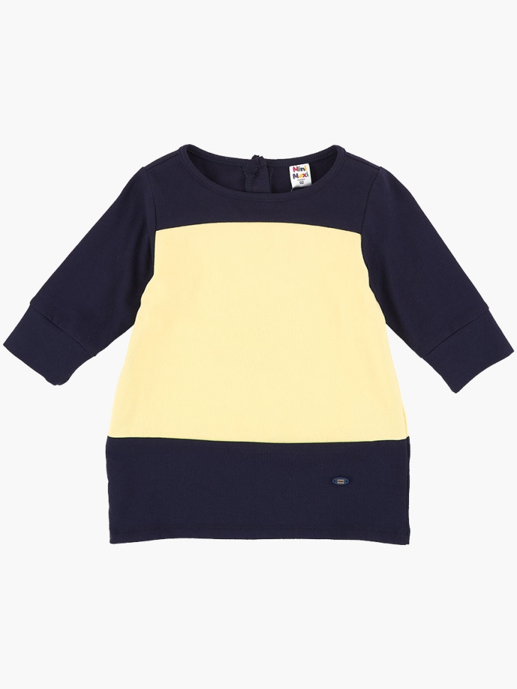 Футболка для девочек Mini Maxi, модель 0974, цвет синий/желтый - Лонгсливы