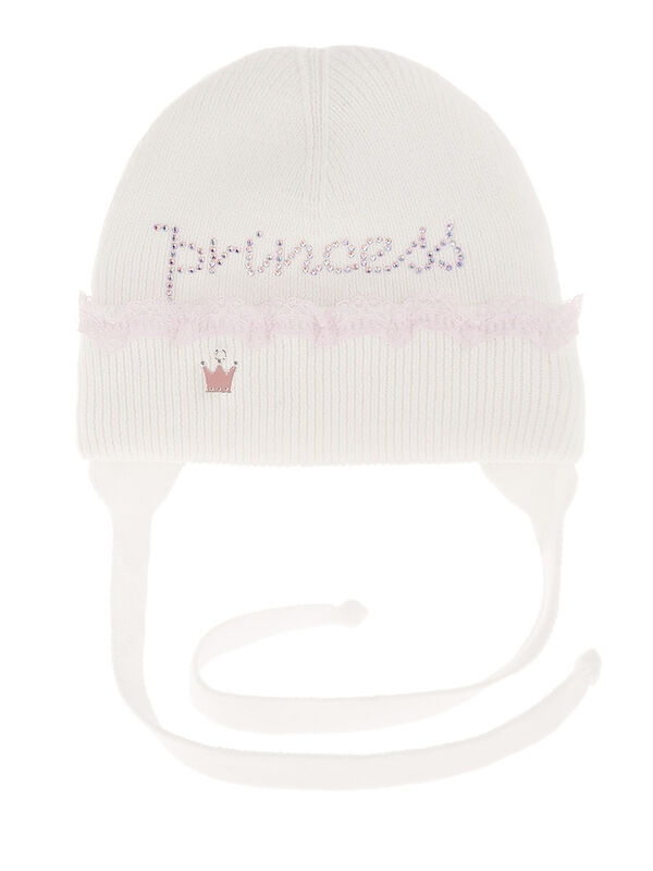 Шапка для девочки Блесточка, Миалт белый, весна-осень - Шапочки на завязках