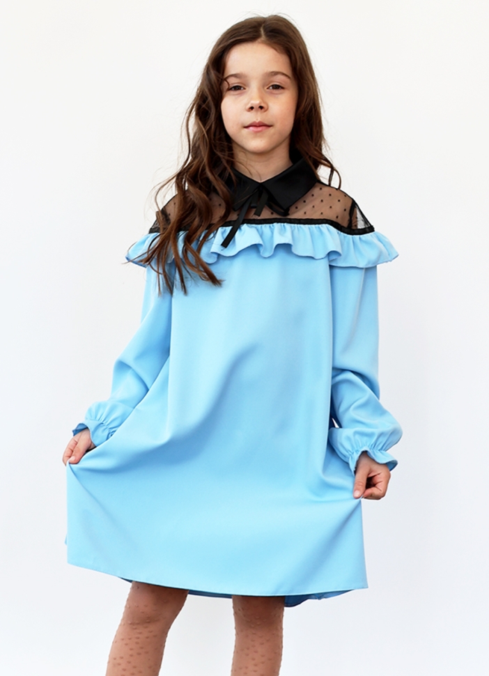 Платье для девочки нарядное БУШОН ST55, цвет голубой - Платья коктельные / вечерние