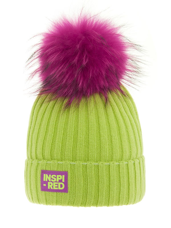 Шапка для девочки Inspired, Миалт салатовый - Шапки с меховым помпоном