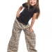 Брюки для девочек Mini Maxi, модель 5161, цвет коричневый/бежевый/клетка