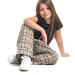 Брюки для девочек Mini Maxi, модель 5161, цвет коричневый/бежевый/клетка