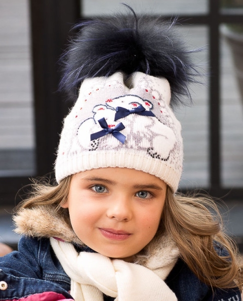 Комплект для девочки Плюшевые мишки, Миалт белый-светло-серый - Комплекты: шапка и шарф