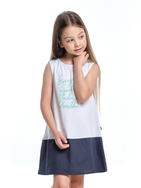 Платье для девочек Mini Maxi, модель 3315, цвет белый/синий - Платья для девочек с коротким рукавом