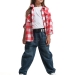 Рубашка для девочек Mini Maxi, модель 8043, цвет красный/клетка