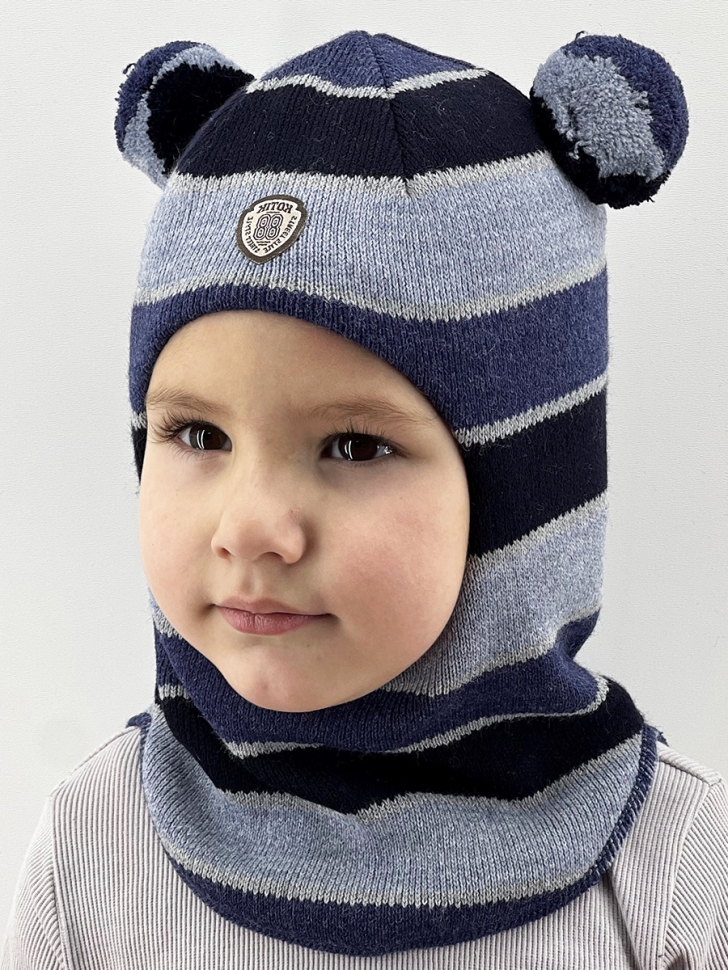 Шапка-шлем зима, скб св.джинс+т.джинс+т.синий - Шлемы осень-зима