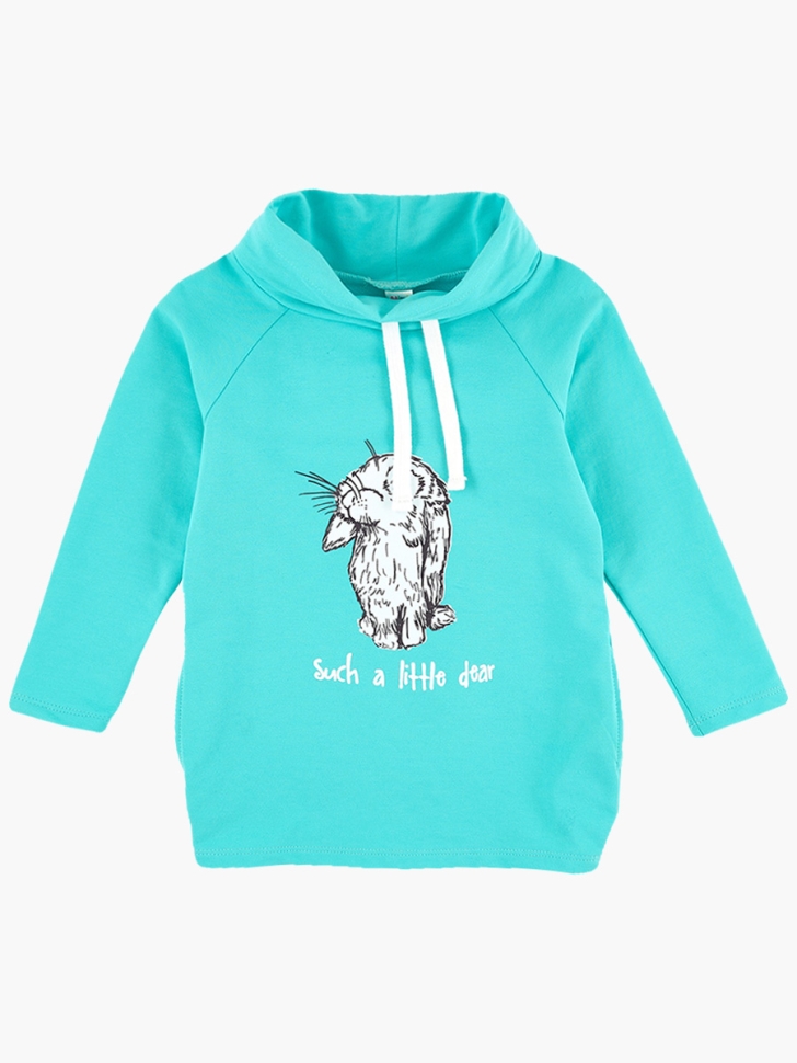 Толстовка для девочек Mini Maxi, модель 3827, цвет бирюзовый - Толстовки с воротом