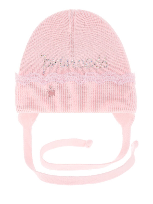 Шапка для девочки Блесточка, Миалт бледно-розовый, весна-осень - Шапочки на завязках