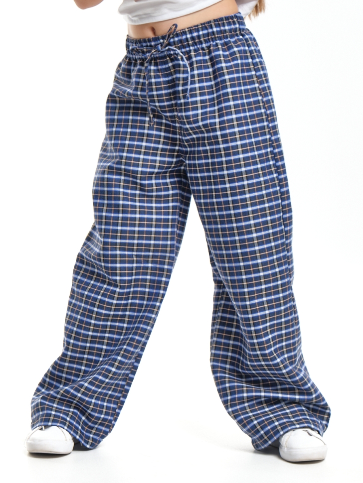 Брюки для девочек Mini Maxi, модель 7942, цвет синий/клетка - Брюки палаццо