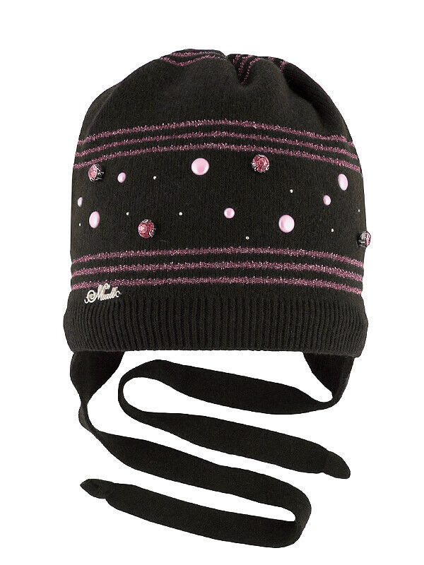 Шапка для девочки Пудра, Миалт темно-коричневый, зима - Шапочки на завязках