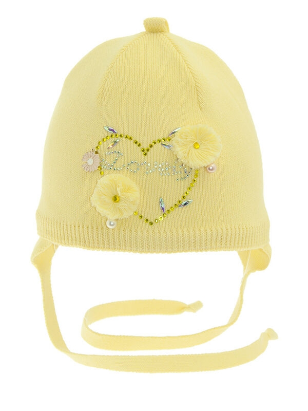 Шапка для девочки Лютик, Миалт светло-желтый, весна-осень - Шапочки на завязках