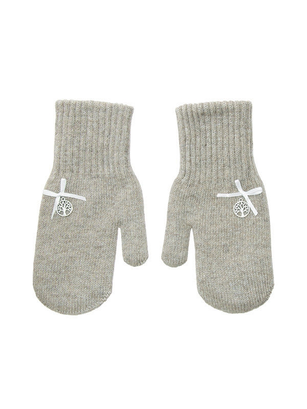 Варежки для девочки Яблонька, Миалт бежевый - Варежки