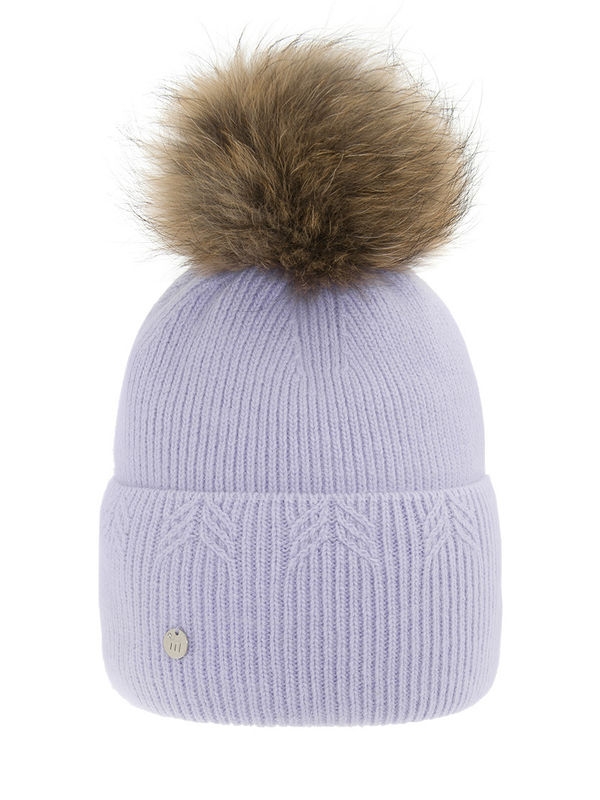 Шапка для девочки Вариация-2, Миалт светло-сиреневый - Шапки с меховым помпоном