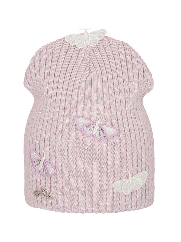 Шапка для девочки Флер, Миалт пудровый/сиреневый - Для девочек весна-осень