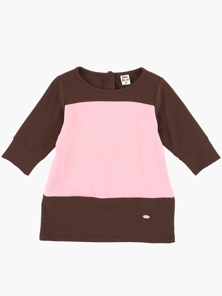 Футболка для девочек Mini Maxi, модель 0974, цвет коричневый/розовый - Лонгсливы