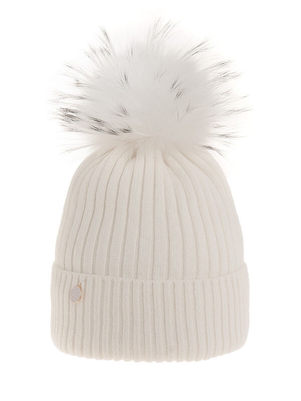 Шапка для девочки Frozen, Миалт белый, зима - Шапки с меховым помпоном