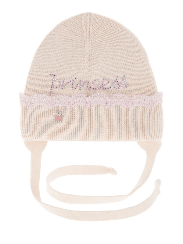 Шапка для девочки Блесточка, Миалт светло-бежевый, весна-осень - Шапочки на завязках