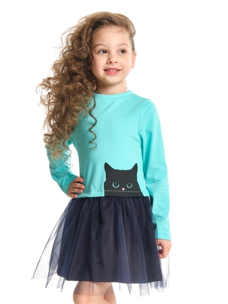 Платье для девочек Mini Maxi, модель 6165, цвет бирюзовый - Платья для девочек с длинным рукавом