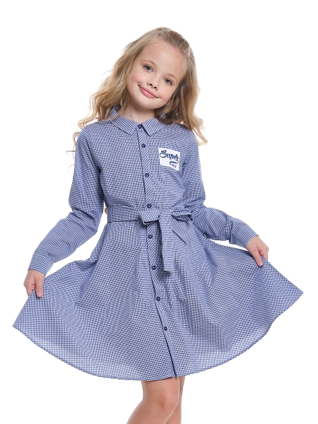 Платье для девочек Mini Maxi, модель 3736, цвет синий/мультиколор/мультиколор - Платья для девочек с длинным рукавом