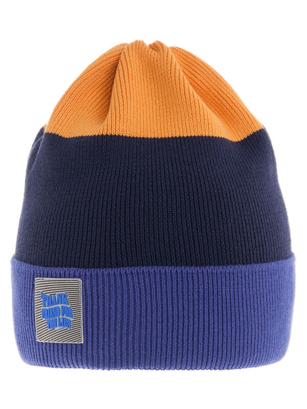 Шапка для мальчика Друган, Миалт ярко-джинсовый/светло-оранжевый, весна-осень - Шапки весна-осень
