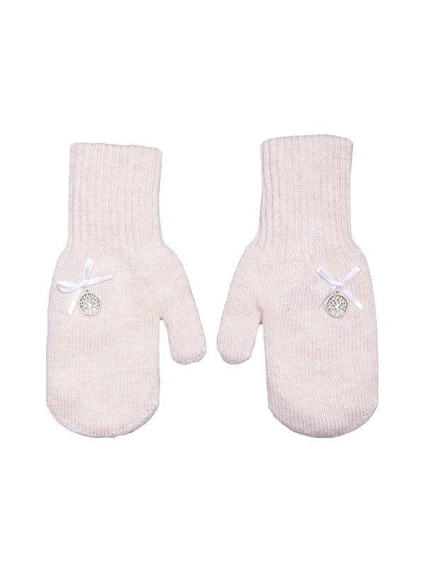 Варежки для девочки Яблонька, Миалт грязно-розовый - Варежки