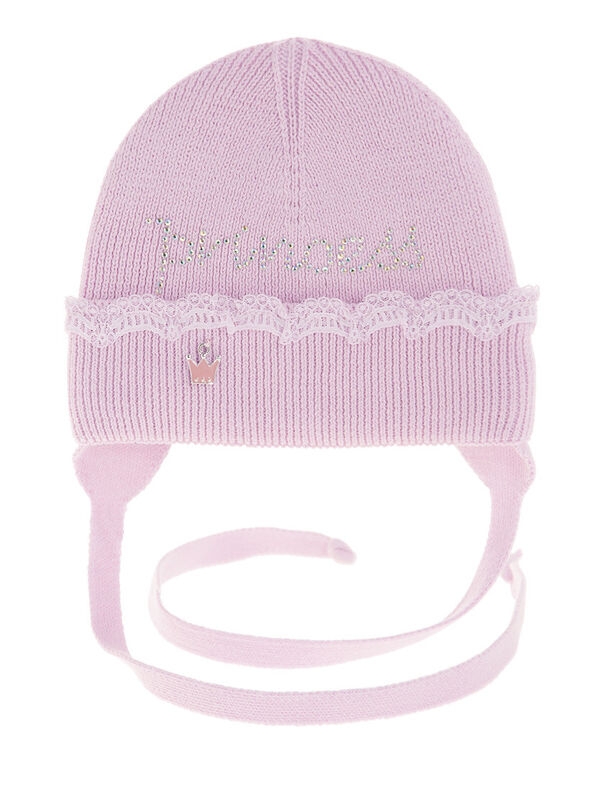 Шапка для девочки Блесточка, Миалт сиренево-розовый, весна-осень - Шапочки на завязках