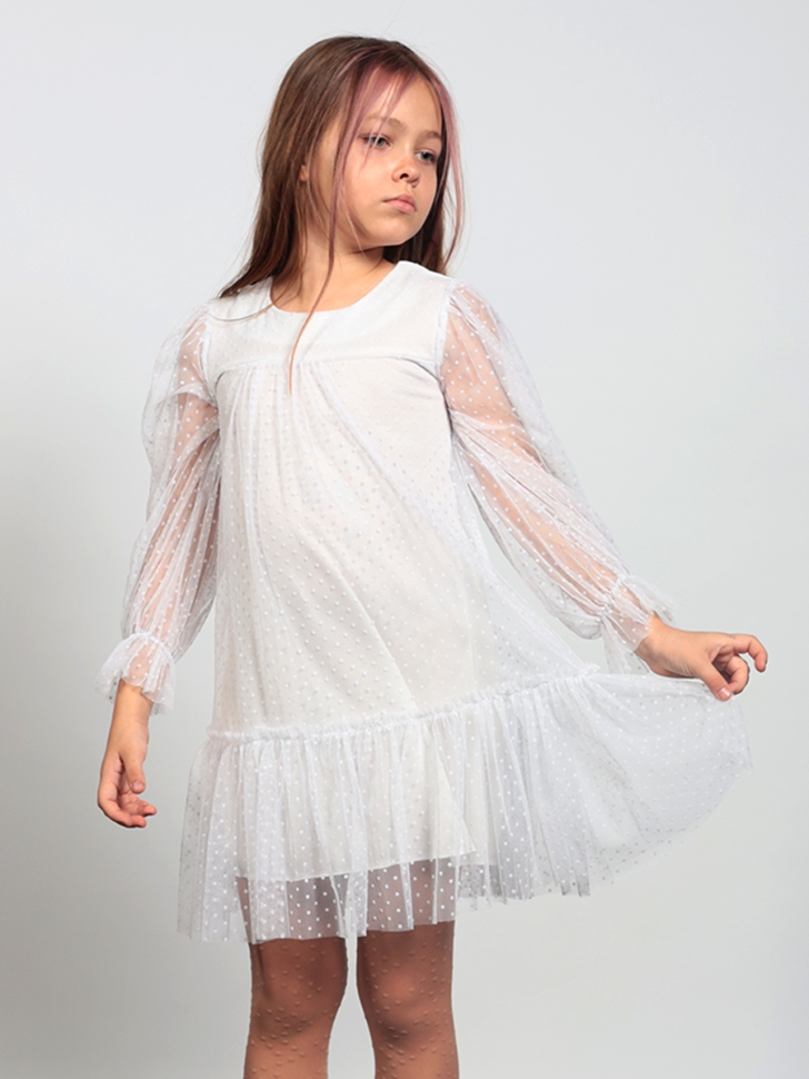 Платье для девочки нарядное БУШОН ST56, цвет белый - Платья коктельные / вечерние