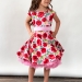 Платье для девочки нарядное БУШОН ST30, стиляги цвет красный/розовый пояс розовый, принт цветы
