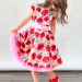 Платье для девочки нарядное БУШОН ST30, стиляги цвет красный/розовый пояс розовый, принт цветы