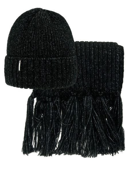 Комплект для девочки Твист комплект, Миалт черный/серебро, зима - Комплекты: шапка и шарф