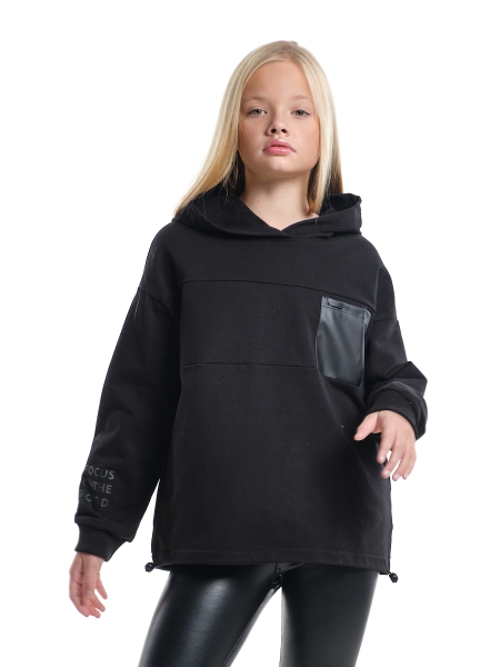 Худи для девочек Mini Maxi, модель 8040, цвет черный - Толстовки с капюшоном / худи