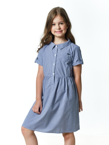 Платье для девочек Mini Maxi, модель 2684, цвет синий/клетка - Платья для девочек с коротким рукавом