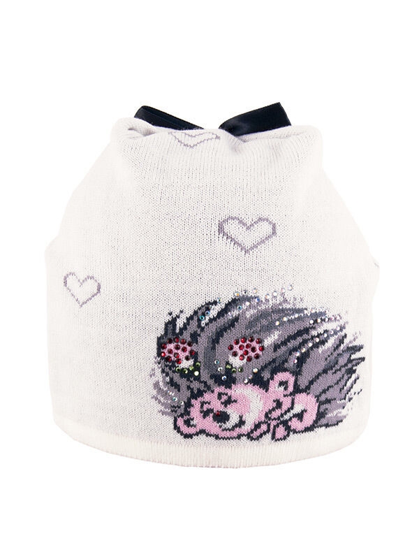 Шапка для девочки Сопелка, Миалт молочный/серый, весна-осень - Для девочек весна-осень