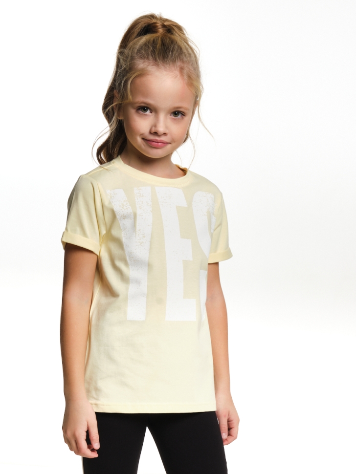 Футболка для девочек Mini Maxi, модель 0730, цвет бежевый/белый - Футболки для девочек