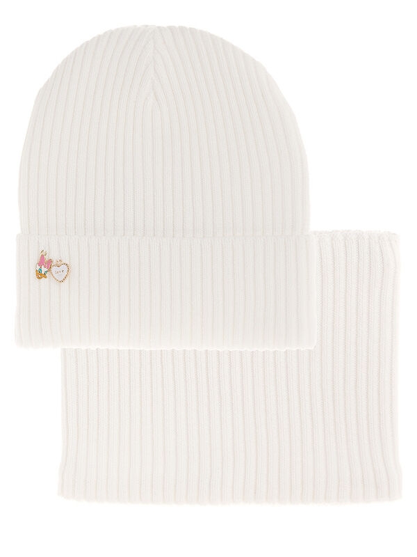 Комплект для девочки Клювдия, Миалт белый, весна-осень - Комплект: шапочки и шарф