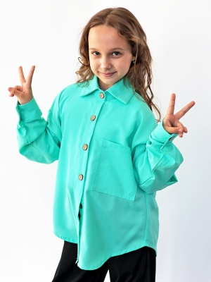 Рубашка для девочки БУШОН, цвет бирюзовый