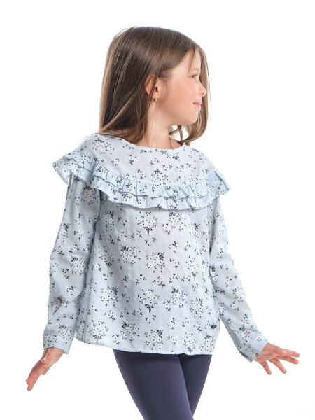 Блузка для девочек Mini Maxi, модель 3860, цвет голубой - Блузки с длинным рукавом / текстиль