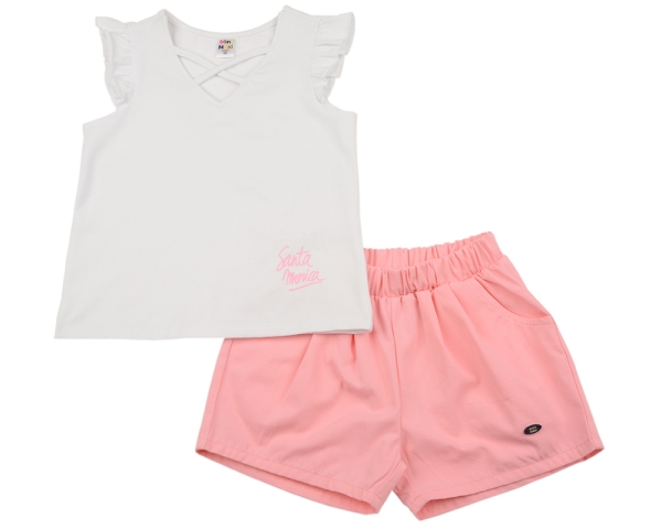 Комплект одежды для девочек Mini Maxi, модель 6304/6305, цвет белый/розовый - Комплекты летние