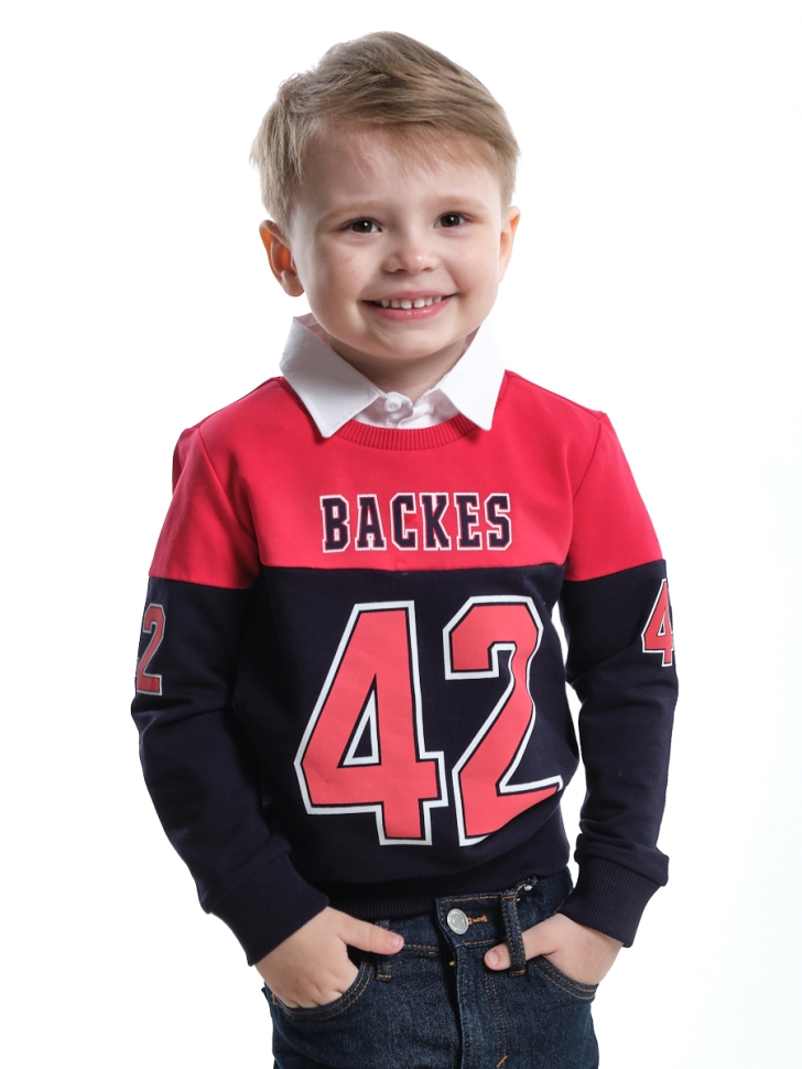 Толстовка для мальчиков Mini Maxi, модель 7019, цвет синий/красный - Кофты / джемпера