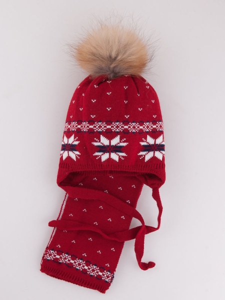 Комплект для мальчика Антарктида, Миалт красный/белый, зима - Комплекты: шапка и шарф